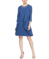 Sl Fashions Slny Beaded Neck Sleeveless Sheath Dress With Jacket In Wedgewood