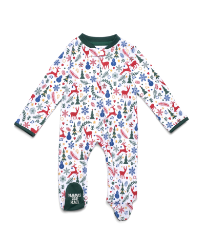 Pajamas For Peace Christmas Peace Baby Boys And Girls Coveralls In Dark Green