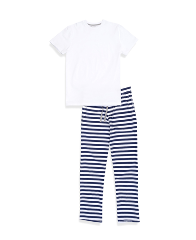 Pajamas For Peace Nautical Stripe Neutral Men's 2-piece Pajama Set In White