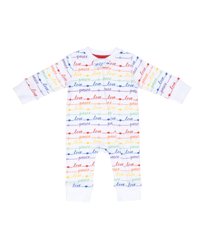 Pajamas For Peace Peace And Love Baby Boys And Girls Coveralls In White