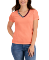 Tommy Hilfiger V-neck T-shirt In Geranium