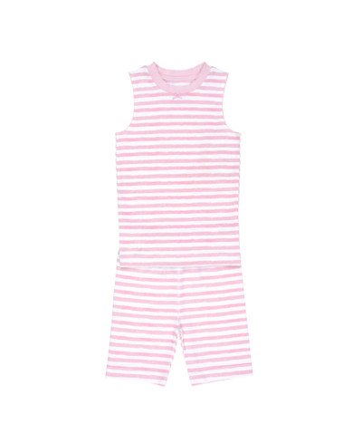 Pajamas For Peace Petal Stripe Toddler Boys And Girls 2-piece Pajama Set In White