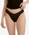 Hanky Panky Micro Stripe Low Rise Thong In Black