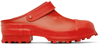 Camperlab Traktori Leather Clogs In Bright Red