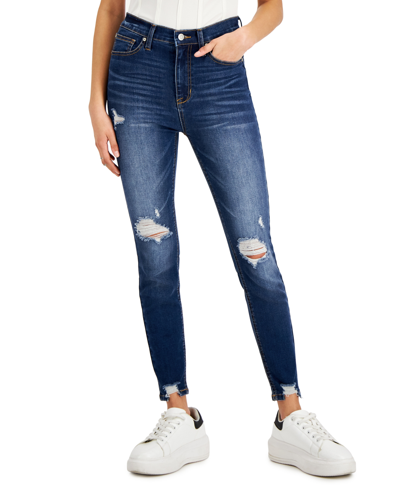 Celebrity Pink Juniors' High Rise Distressed Skinny Ankle Jeans In Crash Course