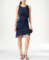 Sl Fashions Women's Tiered Chiffon Dress In Navy