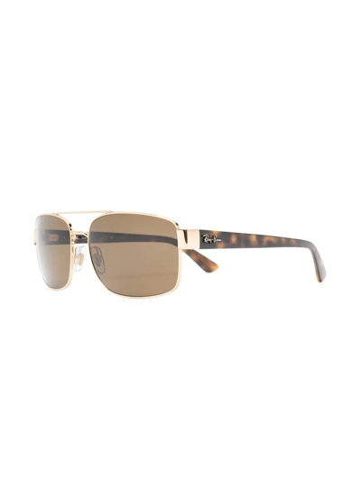 Ray Ban Rectangle-frame Sunglasses In Braun