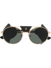 PERSOL TINTED LEATHER-SIDE ROUNDED SUNGLASSES