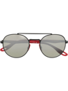 Ray Ban Round-frame Mirrored Sunglasses In Schwarz