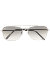 Ray Ban Rectangular Aviator Sunglasses In Silber