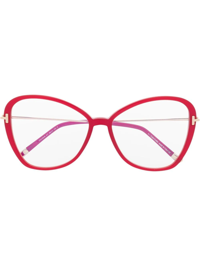 Tom Ford Polished-effect Oversize-frame Glasses In Rot