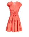 Derek Lam 10 Crosby Tora Ruched Drawstring Mini A-line Dress In Orange