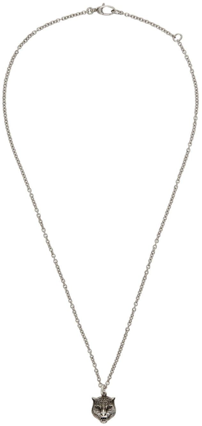 Gucci Necklace In Silver With Feline Head In Undefined