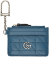 GUCCI BLUE GG MARMONT WALLET KEYCHAIN