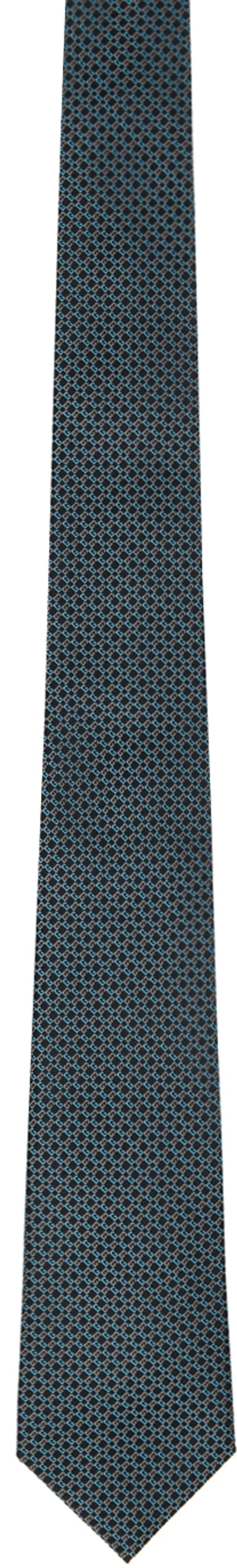 Gucci Geometric G Pattern Silk Tie In Grey