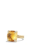David Yurman Châtelaine Ring With Diamonds In Citrine