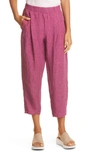 Eileen Fisher Linen Lantern Crop Pant In Berry