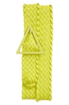 Bottega Veneta Triangle-buckle Intrecciato-rubber Belt In Brown