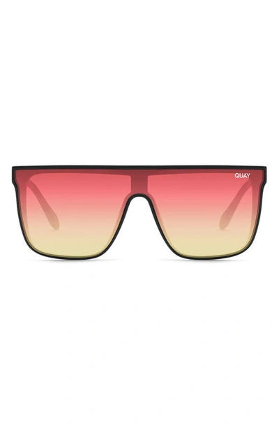 Quay Nightfall 135mm Shield Sunglasses In Matte Black / Coral
