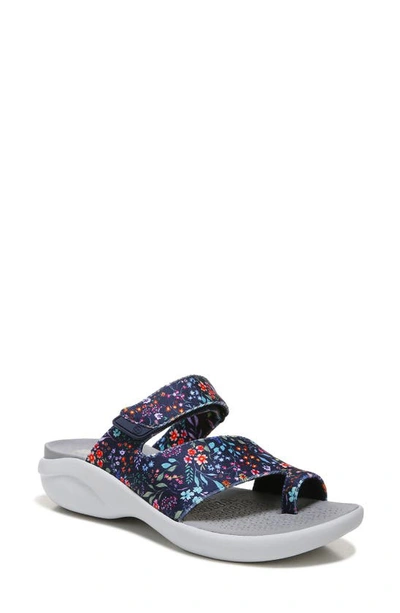 Bzees Carry On Loop Toe Sandal In Navy Floral Fabric