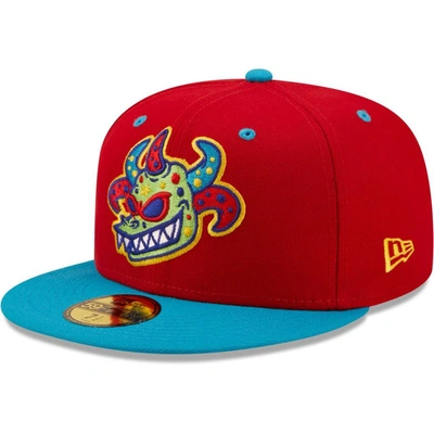 New Era Men's  Red, Turquoise Vejigantes De Scranton/wilkes-barre Copa De La Diversion 59fifty Fitted In Red,turquoise