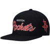 Mitchell & Ness Men's  Black Houston Rockets Hardwood Classics Script 2.0 Snapback Hat In Black