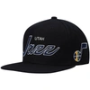 Mitchell & Ness Men's  Black Utah Jazz Hardwood Classics Script 2.0 Snapback Hat In Black