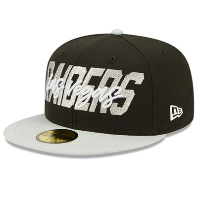 New Era Men's  Black, Gray Las Vegas Raiders 2022 Nfl Draft On Stage 59fifty Fitted Hat In Black,gray