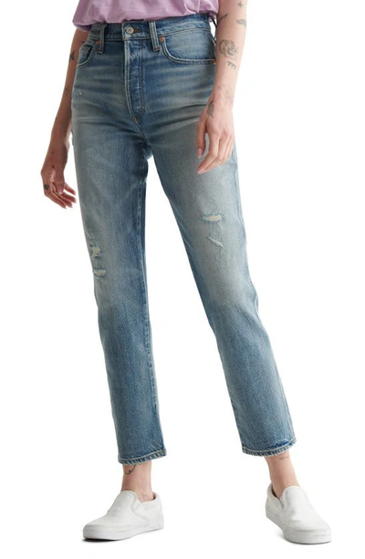 Lucky Brand Drew Distressed High-rise Mom Jeans In Multi