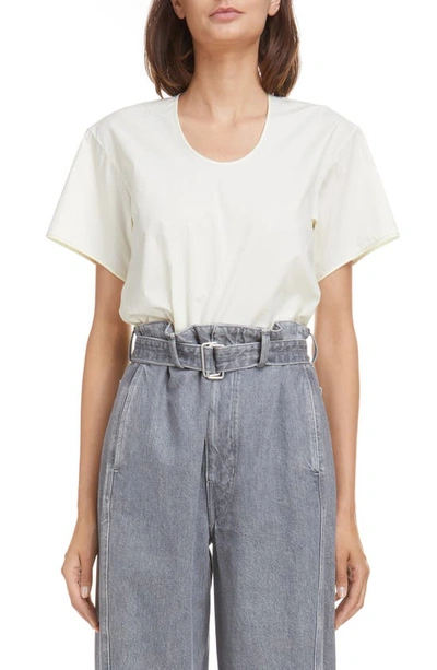 Lemaire Scoop Neck Cotton T-shirt In Yellow