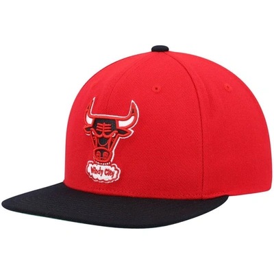 Mitchell & Ness Men's  Red And Black Chicago Bulls Hardwood Classics Team Two-tone 2.0 Snapback Hat In Red,black