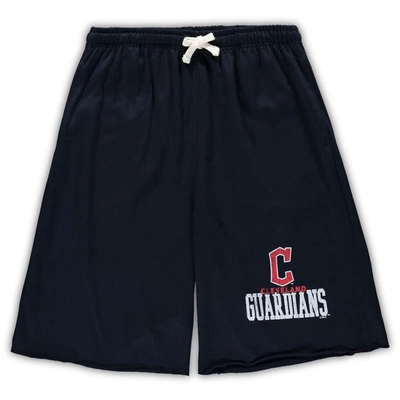 Profile Men's Navy Cleveland Guardians Big And Tall French Terry Shorts