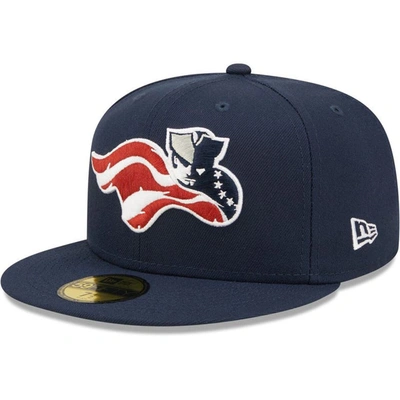 NEW ERA NEW ERA NAVY SOMERSET PATRIOTS HOME AUTHENTIC COLLECTION 59FIFTY FITTED HAT