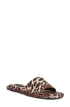 Natori Radial Printed Satin Slide Sandals In Luxe Leopard