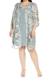 ALEX EVENINGS EMBROIDERED LACE MOCK JACKET COCKTAIL DRESS