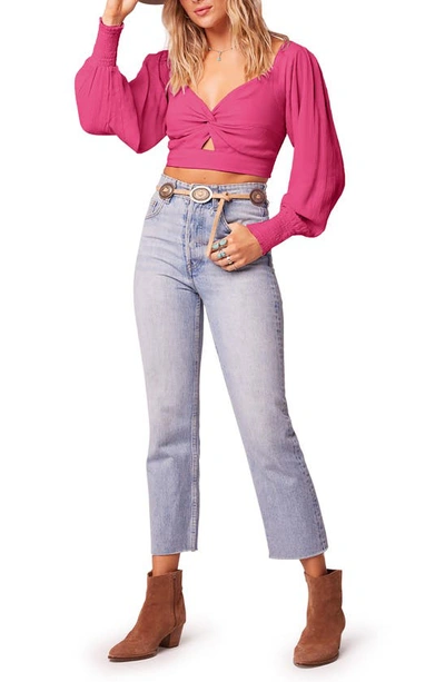 B.o.g. Collective Fleur Keyhole Crop Top In Fuchsia