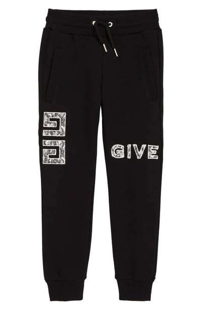 Givenchy Kids' Lace Logo Graphic Sweatpants In Black