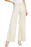 SOMETHING NAVY TWO-TONE HIGH WAIST WIDE LEG JEANS