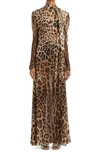 Dolce & Gabbana Tie-front Leopard-print Silk-georgette Maxi Dress In Brown