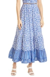 Cara Cara Chase Tiered Paisley Maxi Skirt In Spanish Tile Blue
