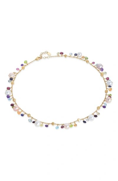 Marco Bicego 18k Yellow Gold Paradise Pearl Mixed Gemstone And Cultured Freshwater Pearl Necklace, 18 In Multi/gold