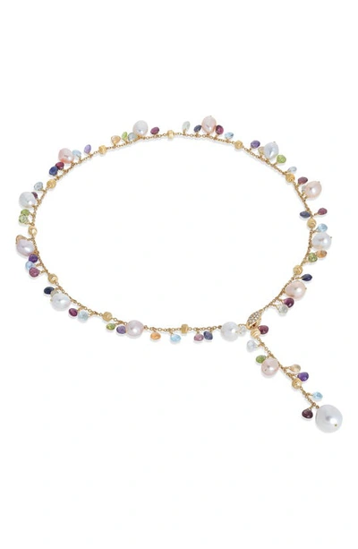 Marco Bicego 18k Yellow Gold Paradise Pearl Diamond, Mixed Gemstone And Cultured Freshwater Pearl Y Necklace, 17 In Multi/gold