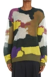 Dries Van Noten Jazzy Intarsia Mohair Blend Sweater In Bottle 605