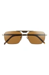 Prada 57mm Polarized Rectangular Sunglasses In Pale Gold