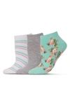 Memoi Assorted 3-pack Cockatoo Socks In Lichen