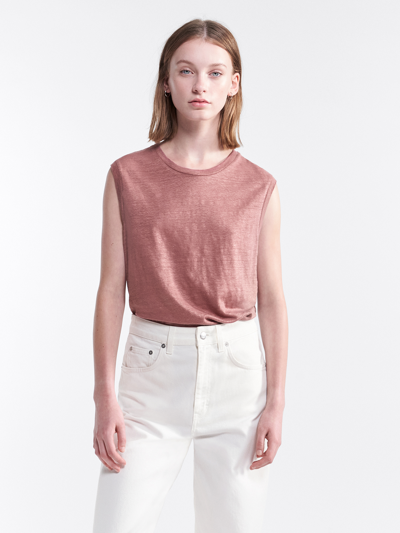 Filippa K Linen Muscle Tank In Faded Burgundy