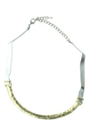 OLIVIA WELLES 14K GOLD PLATED FAUX LEATHER CHOKER NECKLACE