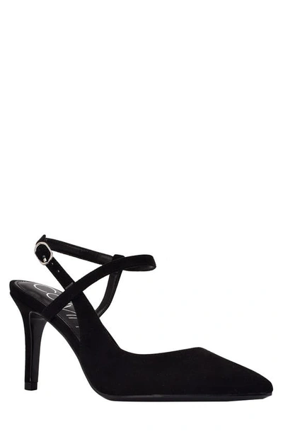 Calvin Klein Women's Gaella Pointy Toe Pumps Women's Shoes In Black (faux Suede)