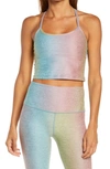 Beyond Yoga Softmark Slim Racerback Cropped Tank In Silver