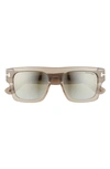 Tom Ford Fausto 53mm Geometric Sunglasses In Light Brown / Green Mirror